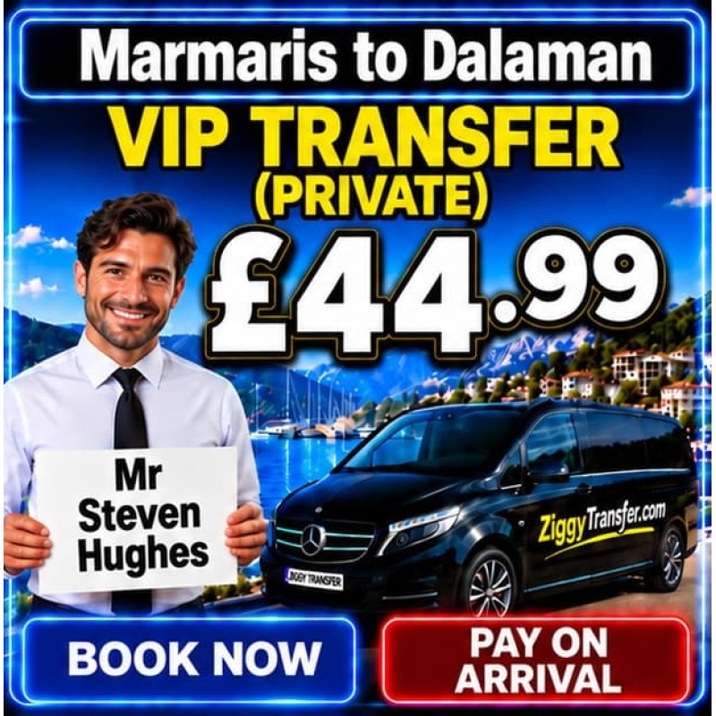 Golden Rock Beach Hotel to Dalaman Airport private transfer taxi service