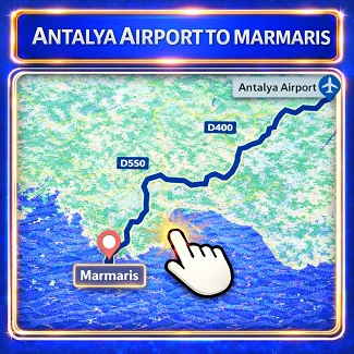 Antalya Airport to Marmaris route map