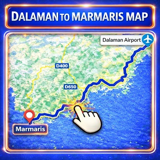 Dalaman to Marmaris route map