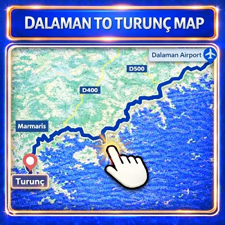 Dalaman to Turunc route map